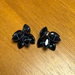 Black and deep blue Leaf-Shaped Earrings